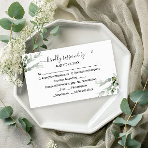 Delicate Greenery Eucalyptus Wedding RSVP Enclosure Card
