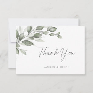 Delicate Greenery Flat Thank You Card