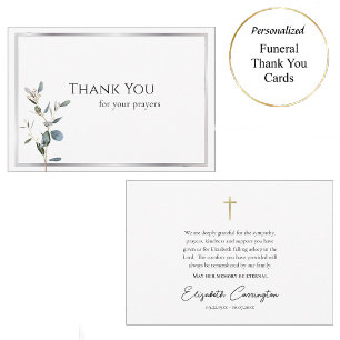 Delicate Greenery Orthodox Christian Funeral Thank You Card