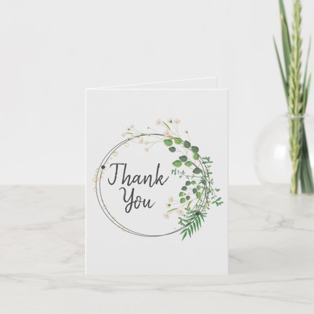 Delicate Greenery White Floral Ring Personalised C Card (Front)