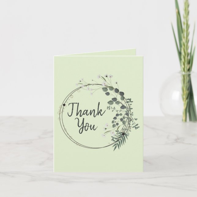 Delicate Greenery White Floral Ring Personalised Card (Front)