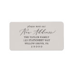 Delicate Greige Please Note Our New Address Label<br><div class="desc">These delicate greige please note our new address labels are perfect for a modern holiday card or moving announcement envelope. The romantic minimalist design features lovely and elegant black typography on a grey beige background with a clean and simple look.</div>