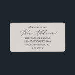 Delicate Greige Please Note Our New Address Label<br><div class="desc">These delicate greige please note our new address labels are perfect for a modern holiday card or moving announcement envelope. The romantic minimalist design features lovely and elegant black typography on a grey beige background with a clean and simple look.</div>