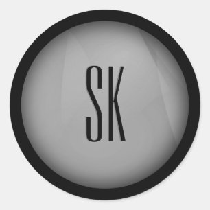 Delicate Grey Folds Monogram Classic Round Sticker