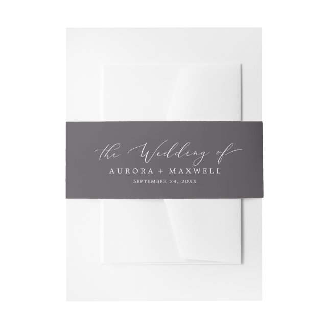 Delicate Grey Wedding Invitation Belly Band (Front Example)