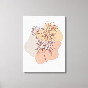 Delicate Hand Drawn Flowers on Branch Canvas Print