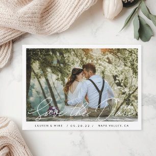 Delicate Hand Script Photo Wedding Save The Date