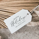 Delicate Happy Holidays Family Holiday Gift Tags<br><div class="desc">These delicate happy holidays family holiday gift tags are perfect for a modern holiday present. The romantic minimalist design features lovely and elegant black typography on a white background with a clean and simple look. Personalise them with your name.</div>