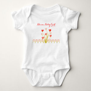Delicate Heart Accented Patterned Baby Bodysuit