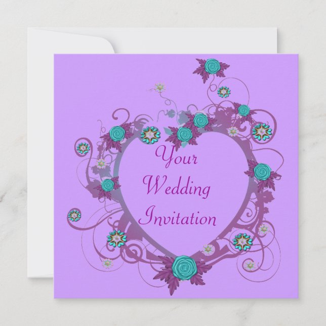 Delicate Heart Wedding Invitation (Front)
