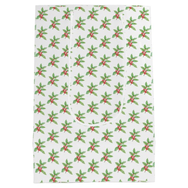Delicate Holly berries Christmas Medium Gift Bag (Back)