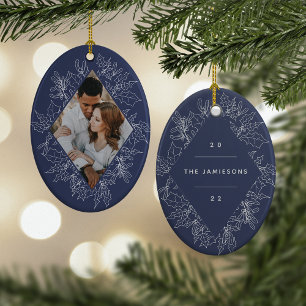 Delicate Holly   Elegant Geometric Photo Ceramic Tree Decoration