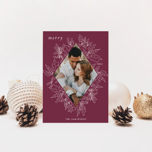 Delicate Holly Elegant Photo Holiday Card