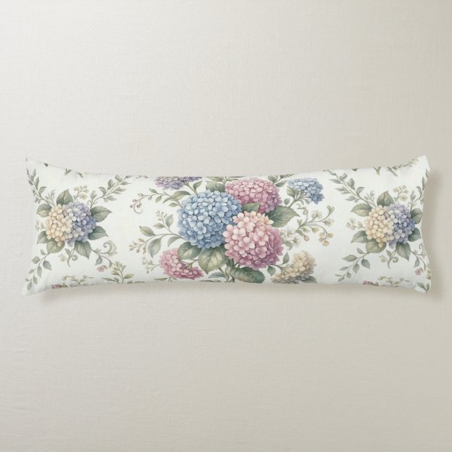 Delicate Hydrangea Flowers  Body Cushion (Front)