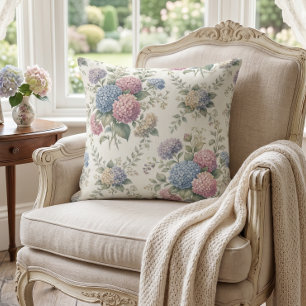 Delicate Hydrangea Flowers Cushion