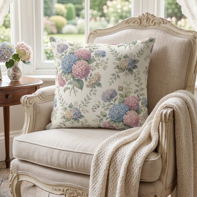 Delicate Hydrangea Flowers  Cushion (Creator Uploaded)
