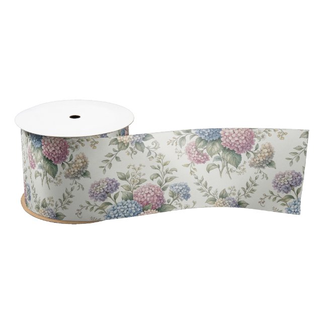 Delicate Hydrangea Flowers  Satin Ribbon (Spool)
