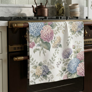 Delicate Hydrangea Flowers Tea Towel
