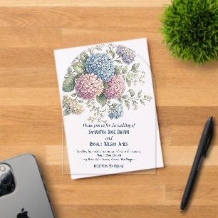Delicate Hydrangea Flowers Wedding Acrylic Invitations