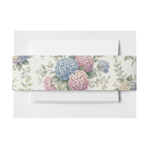 Delicate Hydrangea Flowers Wedding Invitation Belly Band