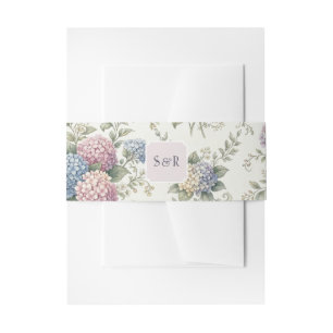Delicate Hydrangea Flowers Wedding Invitation Belly Band