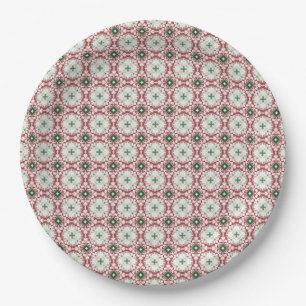 Delicate Intricate Funky Festive Christmas Pattern Paper Plate