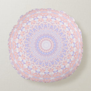 Delicate Intricate Pretty Pastel Abstract Mandala Round Cushion