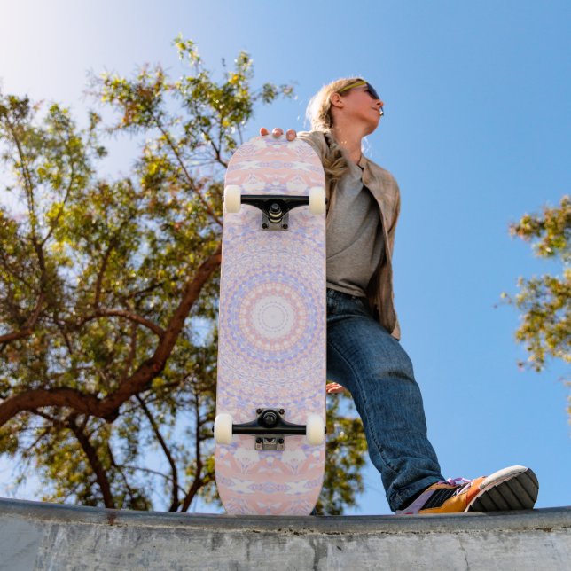 Delicate Intricate Pretty Pastel Abstract Mandala Skateboard (Outdoor 1)