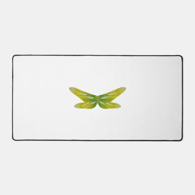 delicate iridescent emerald dragonfly wings desk mat (Front)