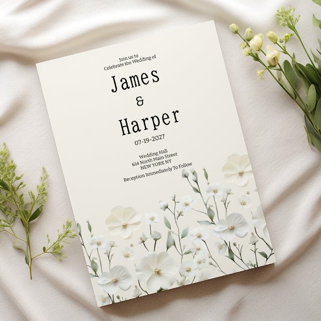 Delicate ivory white floral arrangement Wedding Invitation (Delicate ivory white floral arrangement Wedding )
