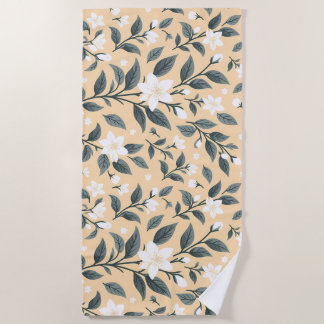 Delicate Jasmine Floral Pattern Beach Towel