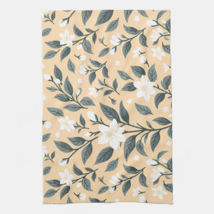 Delicate Jasmine Floral Pattern Tea Towel