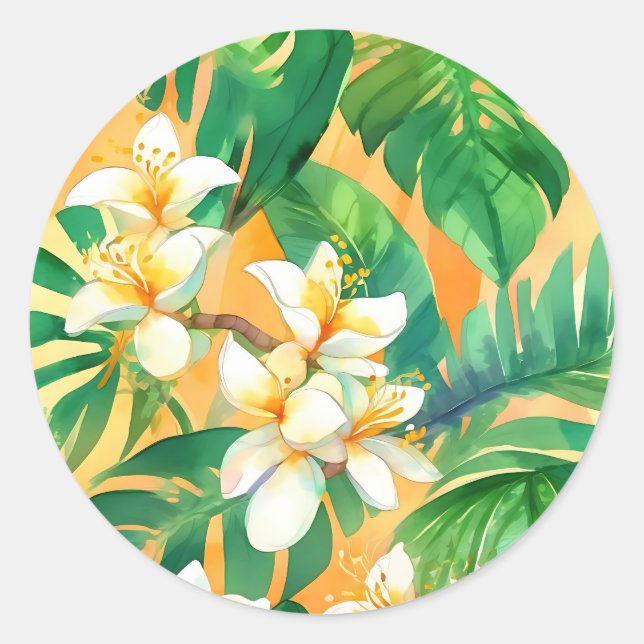 Delicate Jasmine Flowers Classic Round Sticker (Front)