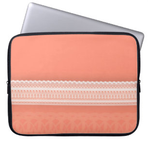 Delicate Lace Against Vibrant Coral Laptop Sleeve