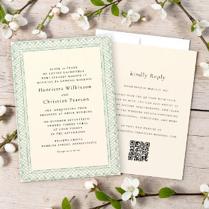 Delicate Lace Border Cream Wedding Invitation