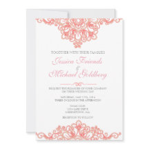 Delicate lace border Wedding Invitations 5x7