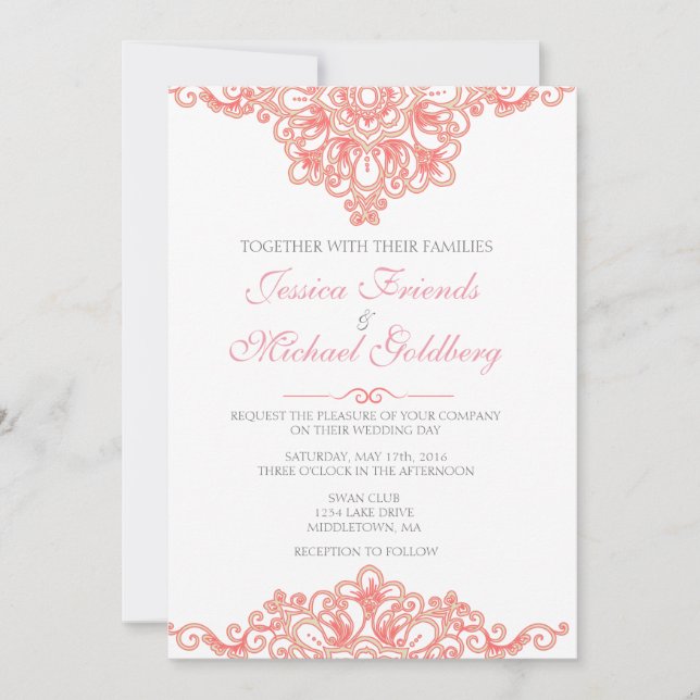 Delicate lace border Wedding Invitations 5x7 (Front)