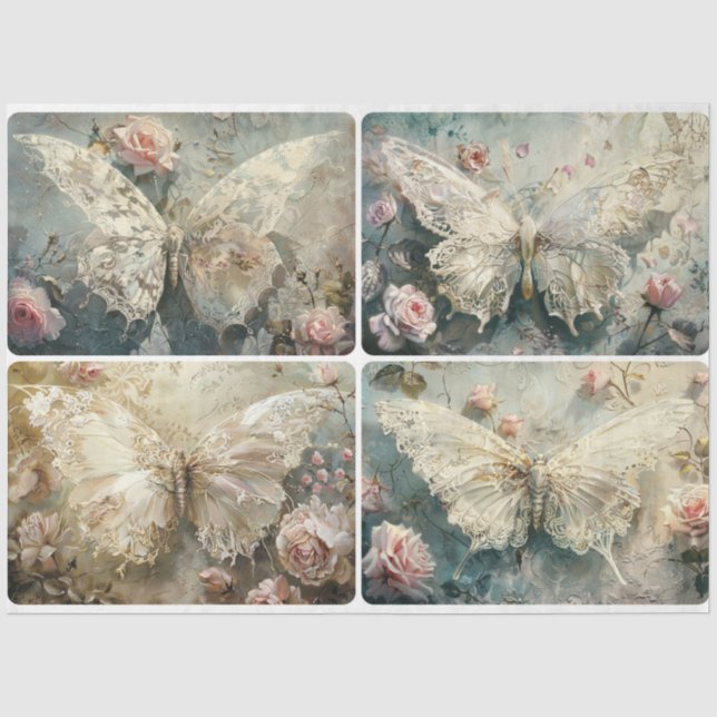 Delicate Lace Butterflies Tissue Paper (Front)