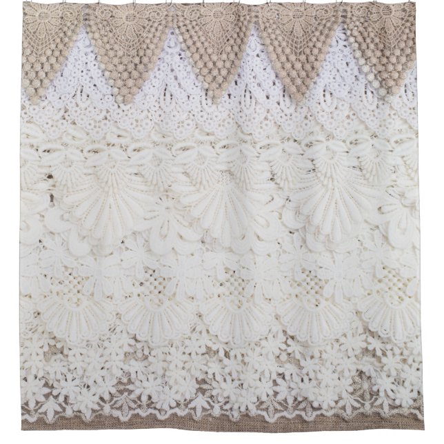 Delicate Lace Cloth Texture Background Shower Curtain (Front)