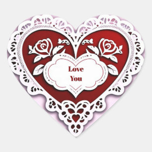Delicate Lace Heart Card Sticker