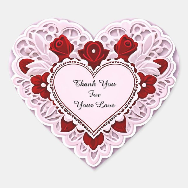 Delicate Lace Heart Card Sticker (Front)