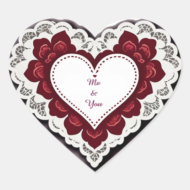 Delicate Lace Heart Card Sticker (Front)