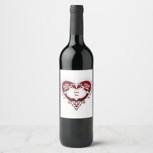 Delicate Lace Heart Card Wine Label