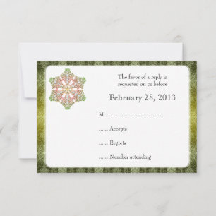 Delicate Lace Snowflake Winter Wedding Reply Card