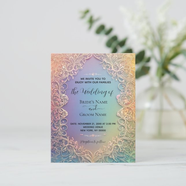 Delicate Lace Wedding Invitation  (Standing Front)