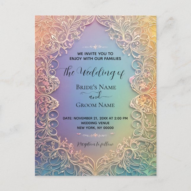 Delicate Lace Wedding Invitation  Postcard (Front)