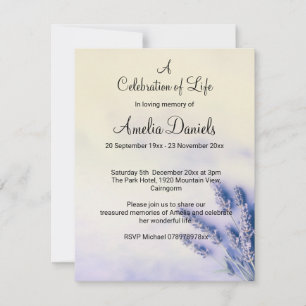 Delicate Lavender Celebration of Life Card