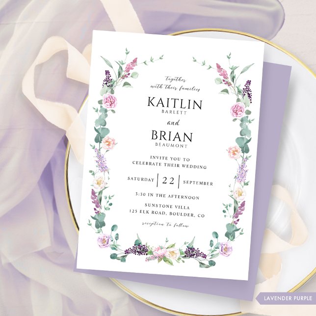 Delicate Lavender Purple Pastel Floral Wedding Invitation (Creator Uploaded)