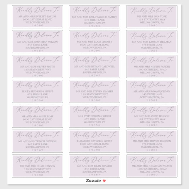 Delicate Lavender Wedding Guest Address Labels (Sheet)
