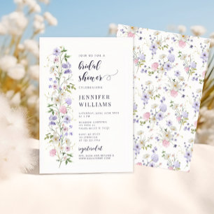 Delicate Lavender Wildflower Boho Bridal Shower Invitation